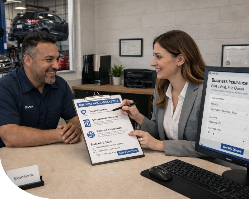 small business owner getting business insurance quote